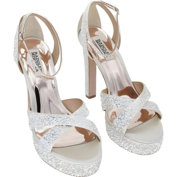 Badgley Mischka Fizzy Ankle Strap Platform Sandal Heel - 10M US - Picture 1 of 6